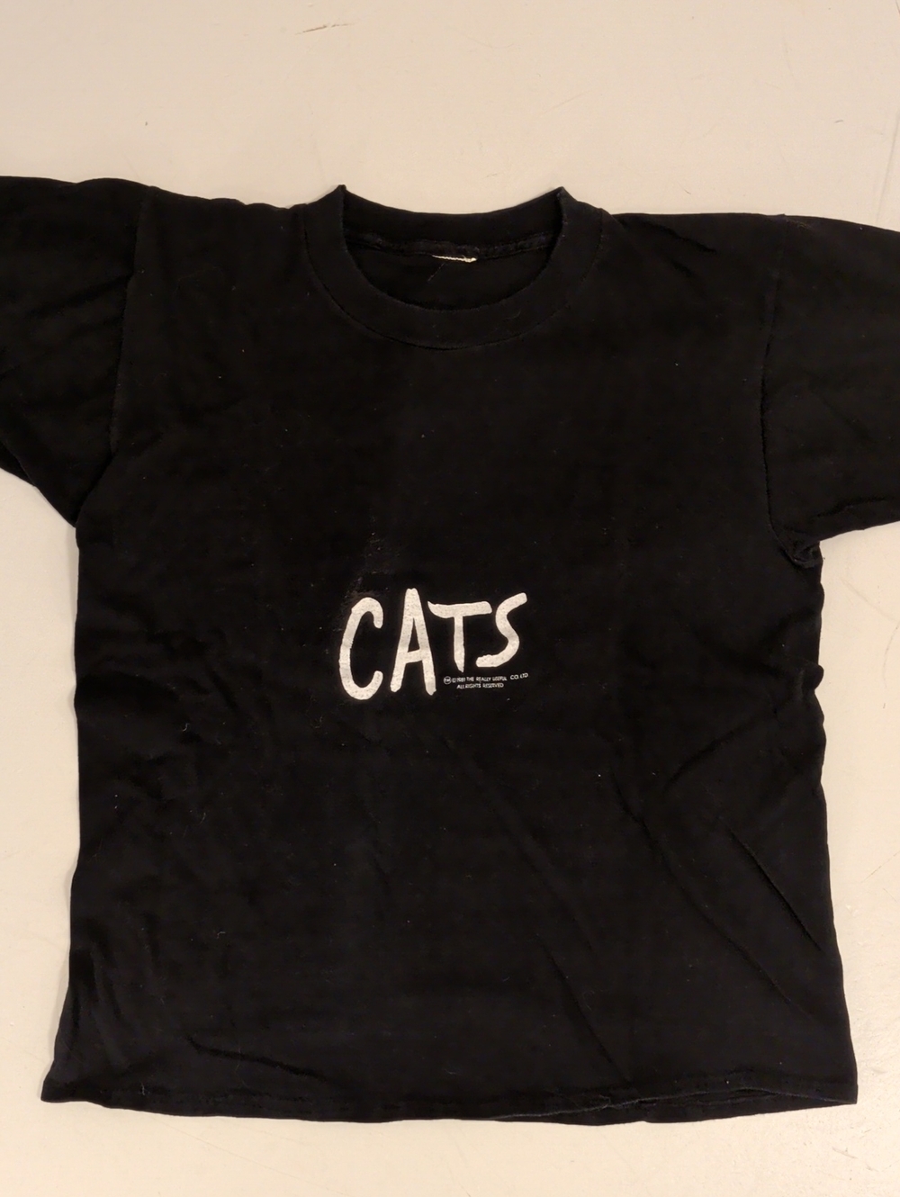 Vintage Black "CATS" Graphic Tee Broadway Musical 100% Cotton 36" Chest T Shirt